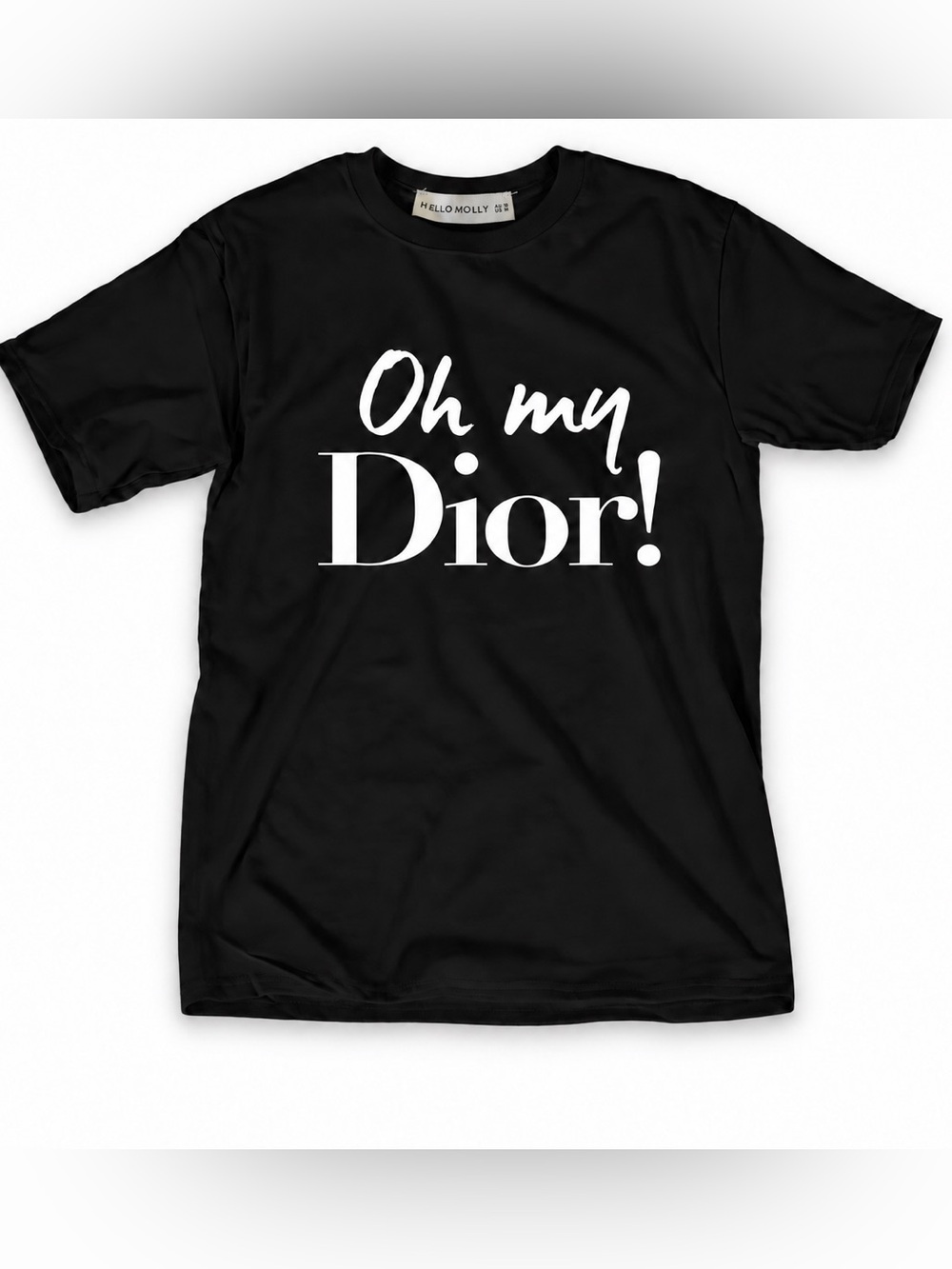 Hello Molly Black Graphic "Oh my Dior!" Short Sleeve Tee Shirt Top M